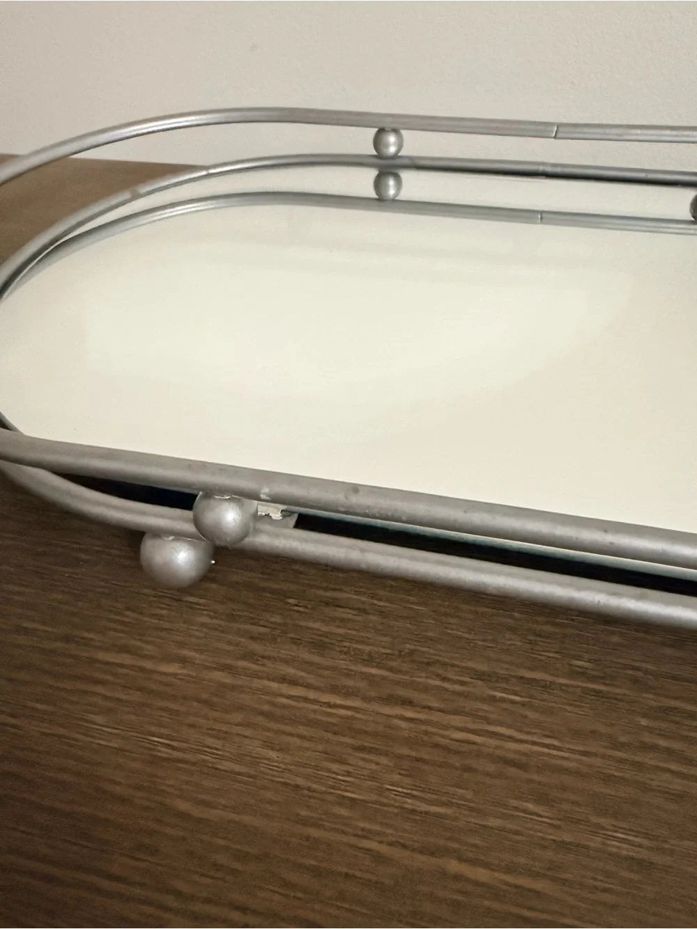 Silver Oval  Mirrored Decorative Vanity Tray - Home Bath